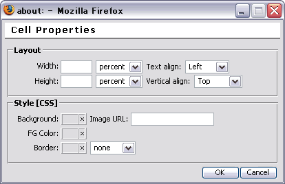 セルのプロパティ（Firefox）